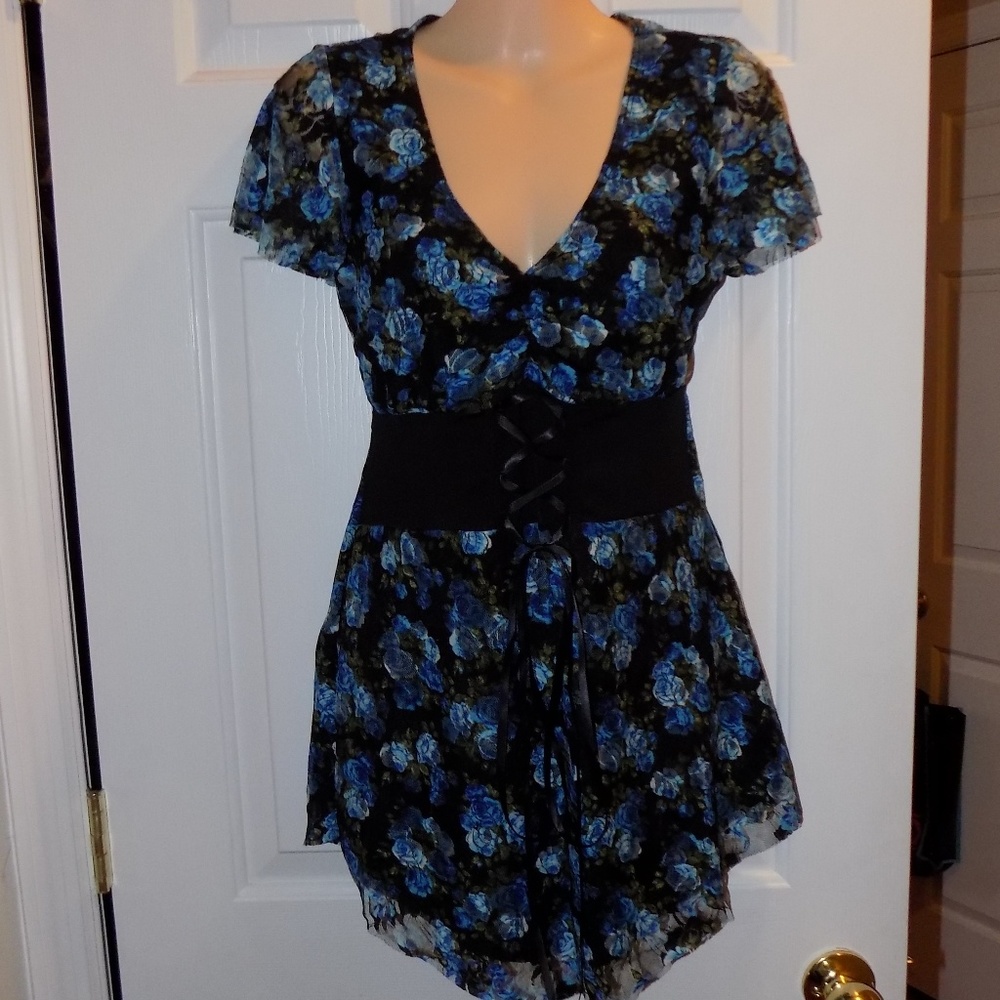 Victorian Gothic Women's Sweetheart Corset Top Blu